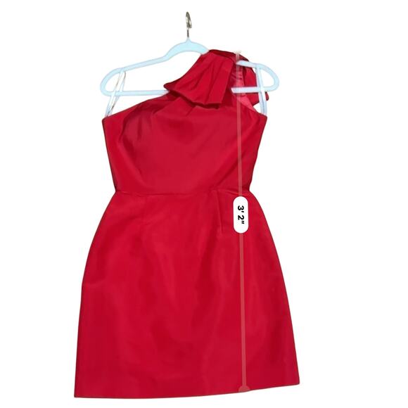 Alexia María Red Blair One Shoulder Silk Faille Mini Cocktail Dress Size 2 - Picture 4 of 7